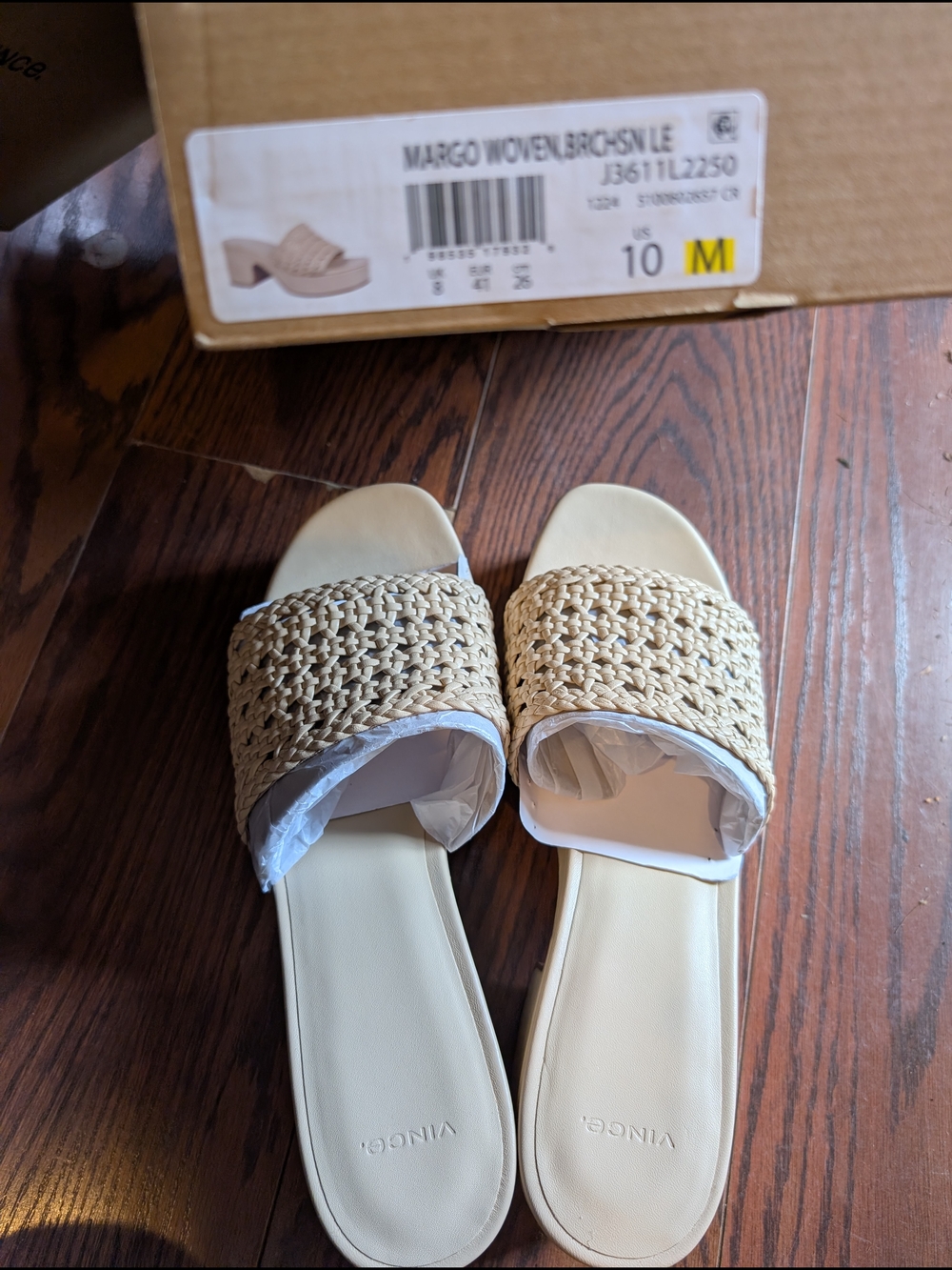 Vince Margo Woven Platform Mules Beige US 10 New Box Spring Summer 90s Y2K Boho - Picture 6 of 8